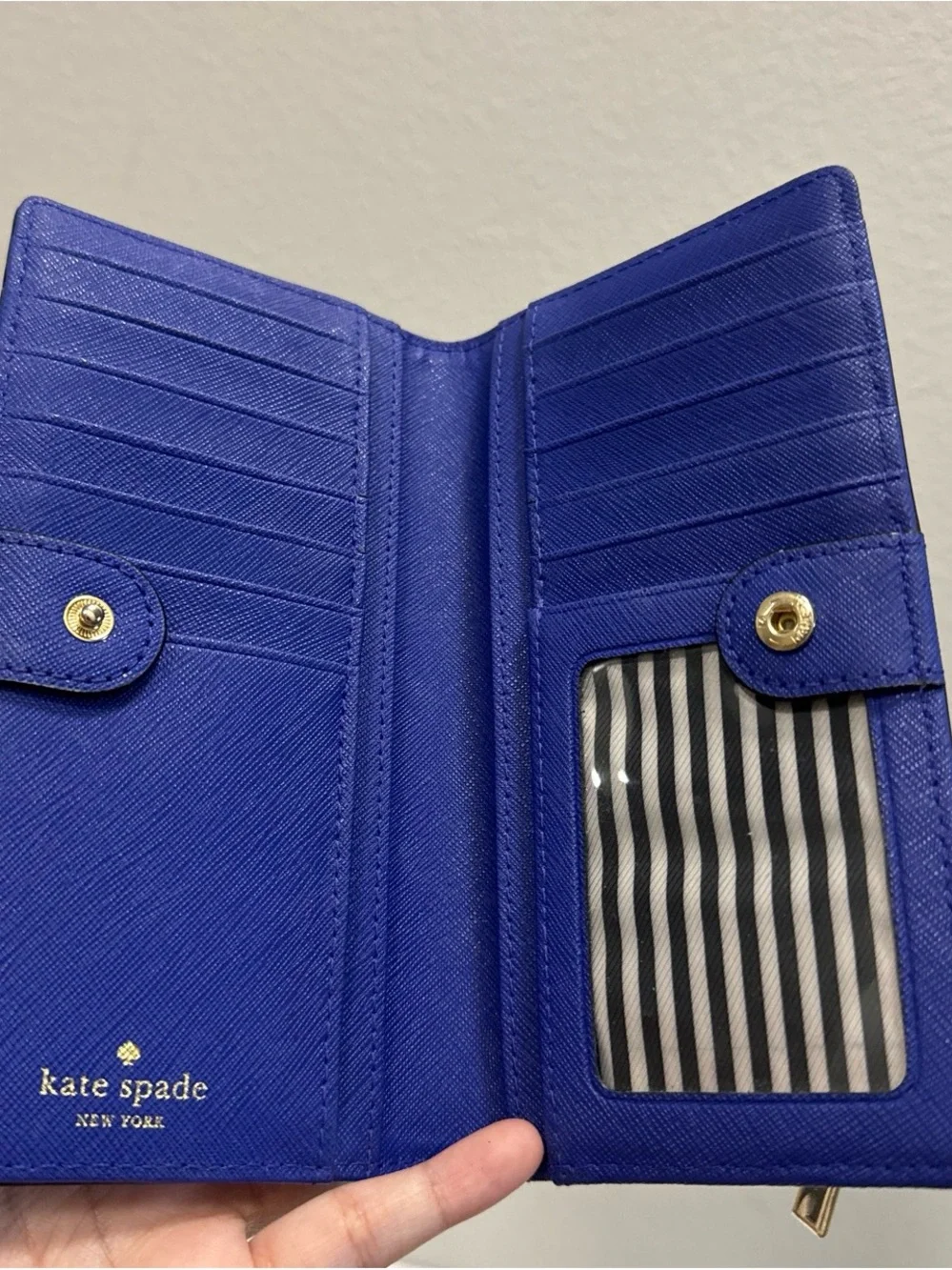 kate spade cobalt blue saffiano zip wallet